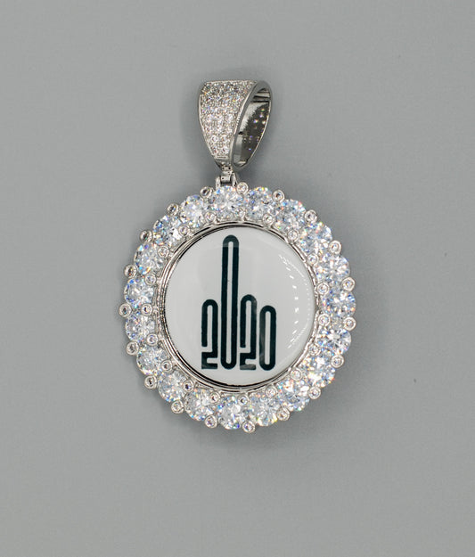 14k Gold or White Gold plated Round Custom 3D Photo Picture Charm Pendant Large Stone Bezel 1.9 inch (49mm)