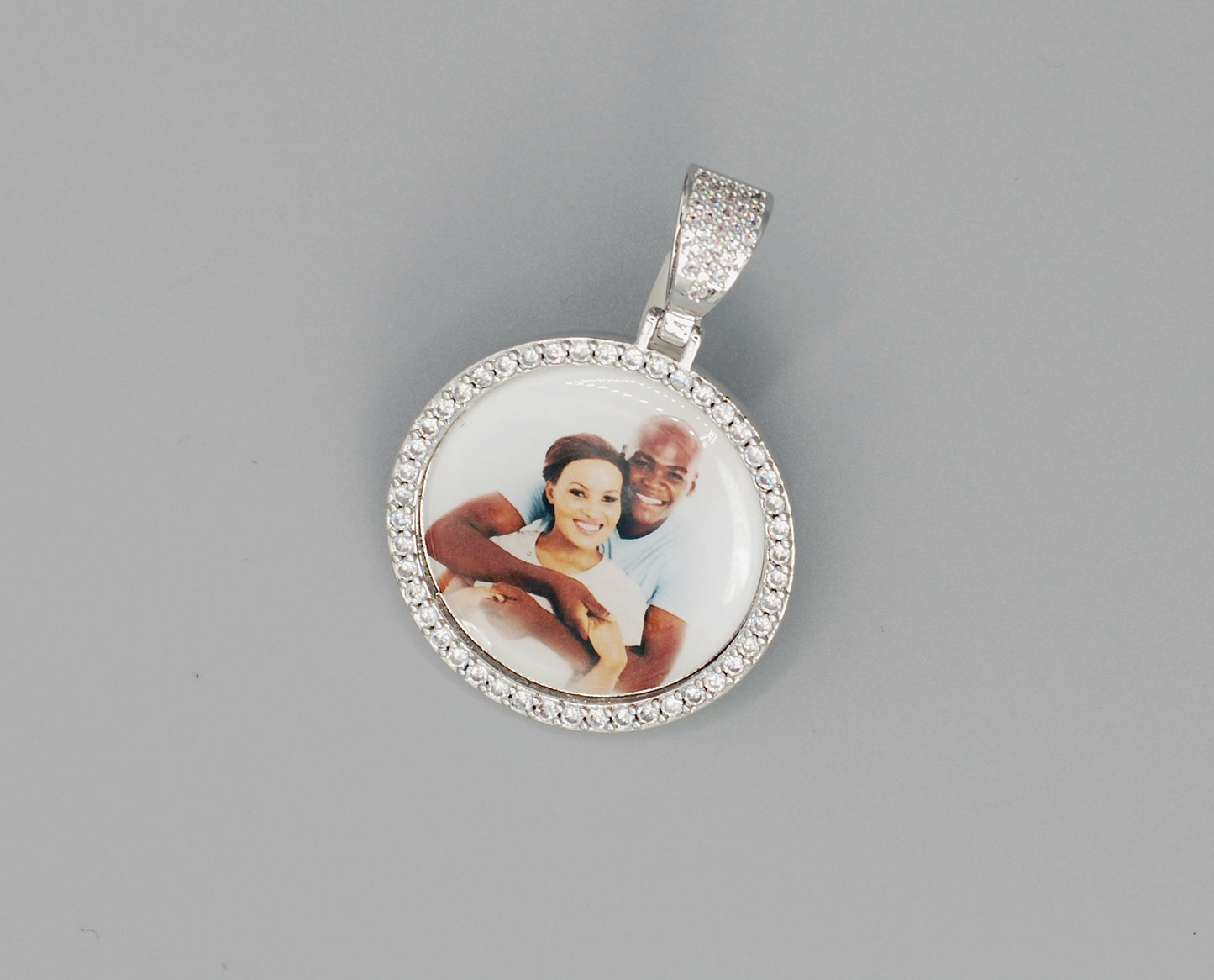 14k Gold or White Gold plated Round Custom 3D Photo Picture Charm Pendant 1.4 inch (36mm)