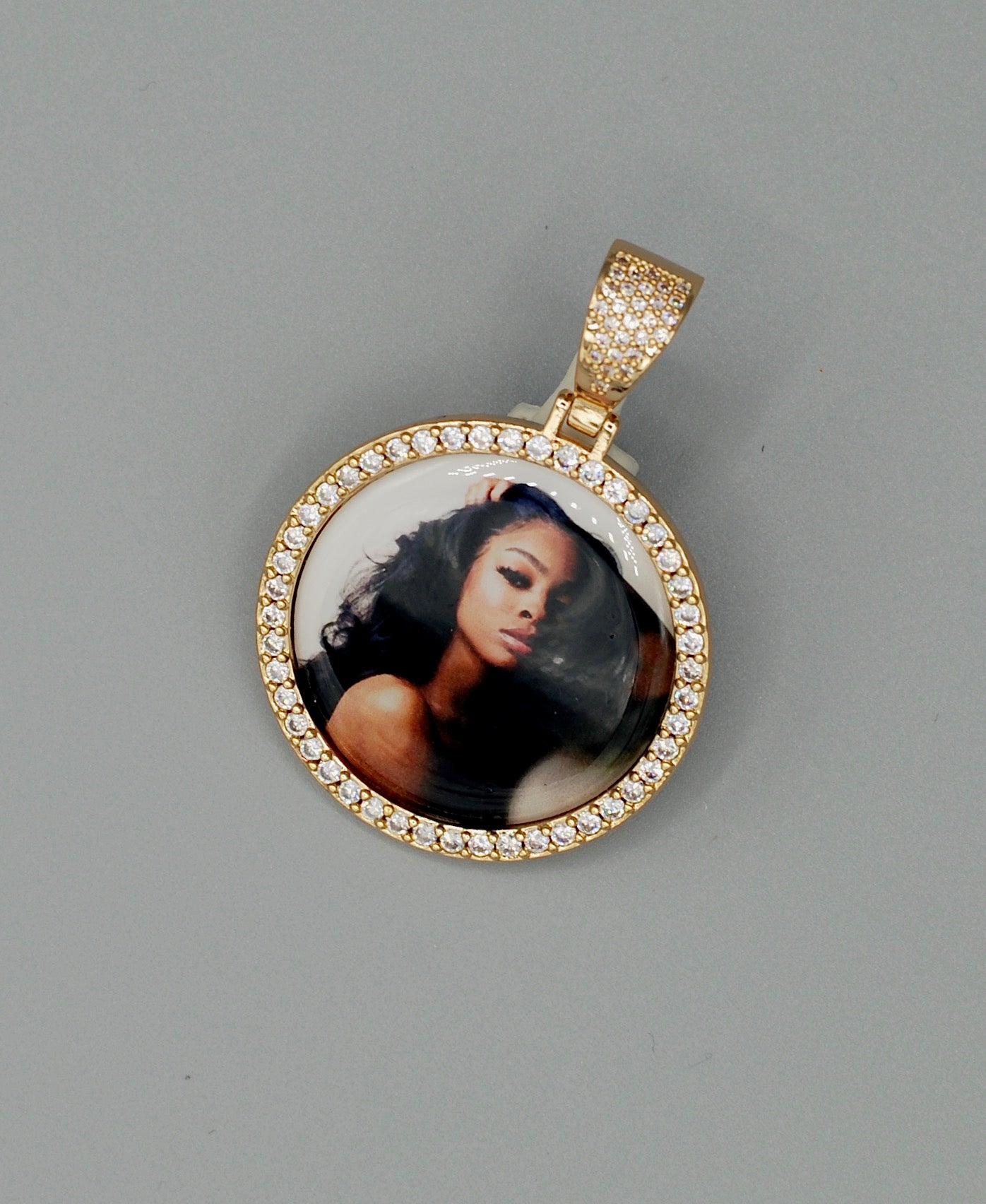 14k Gold or White Gold plated Round Custom 3D Photo Picture Charm Pendant 1.4 inch (36mm)