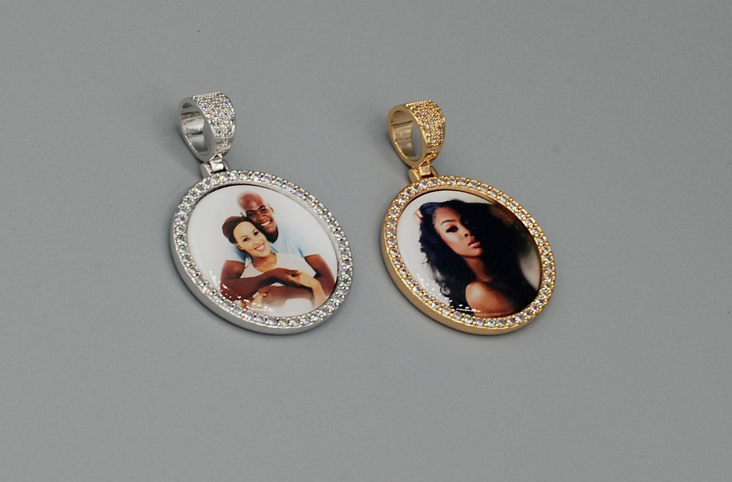 14k Gold or White Gold plated Round Custom 3D Photo Picture Charm Pendant 1.4 inch (36mm)