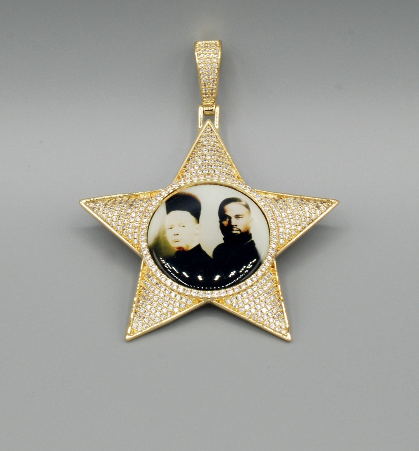 14k Gold or White Gold plated Star Custom 3D Photo Picture Charm Pendant 2.6 inch (65mm)