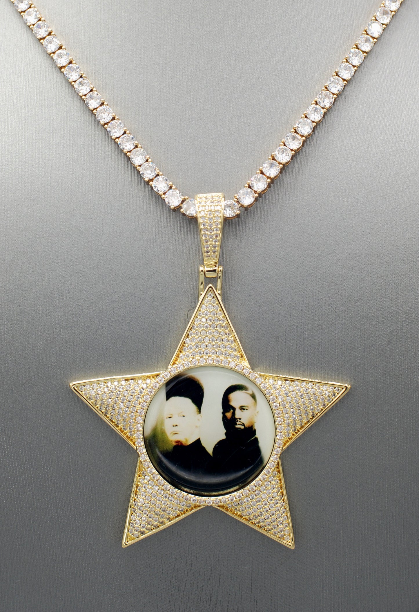 14k Gold or White Gold plated Star Custom 3D Photo Picture Charm Pendant 2.6 inch (65mm)