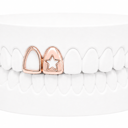 Custom 2 Tooth Open Face Fang With Cutout Star Grillz