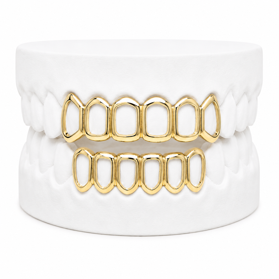 Custom Open Face Grillz | 1 to 8 Teeth | Silver, Gold Plated & 10K Gold