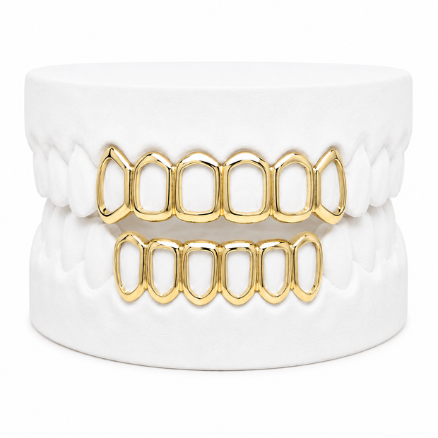 Custom Open Face Grillz | 1 to 8 Teeth | Silver, Gold Plated & 10K Gold