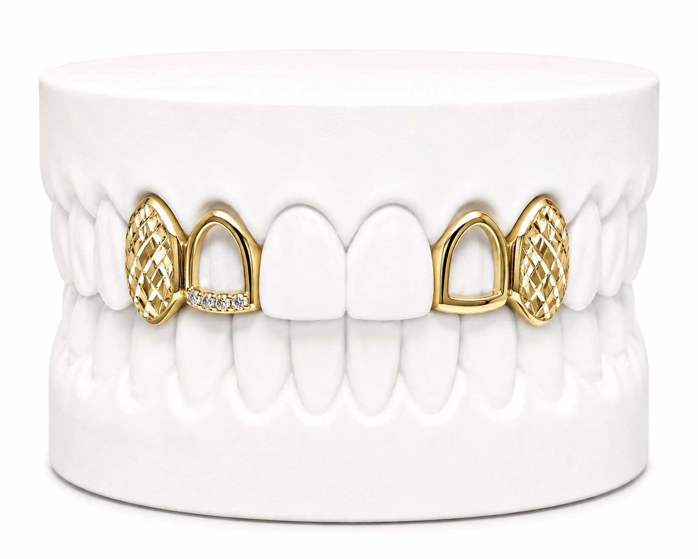 4 Teeth Diamond Cut Fang Grillz | Custom Gold Grillz | Philly Diamond Connection