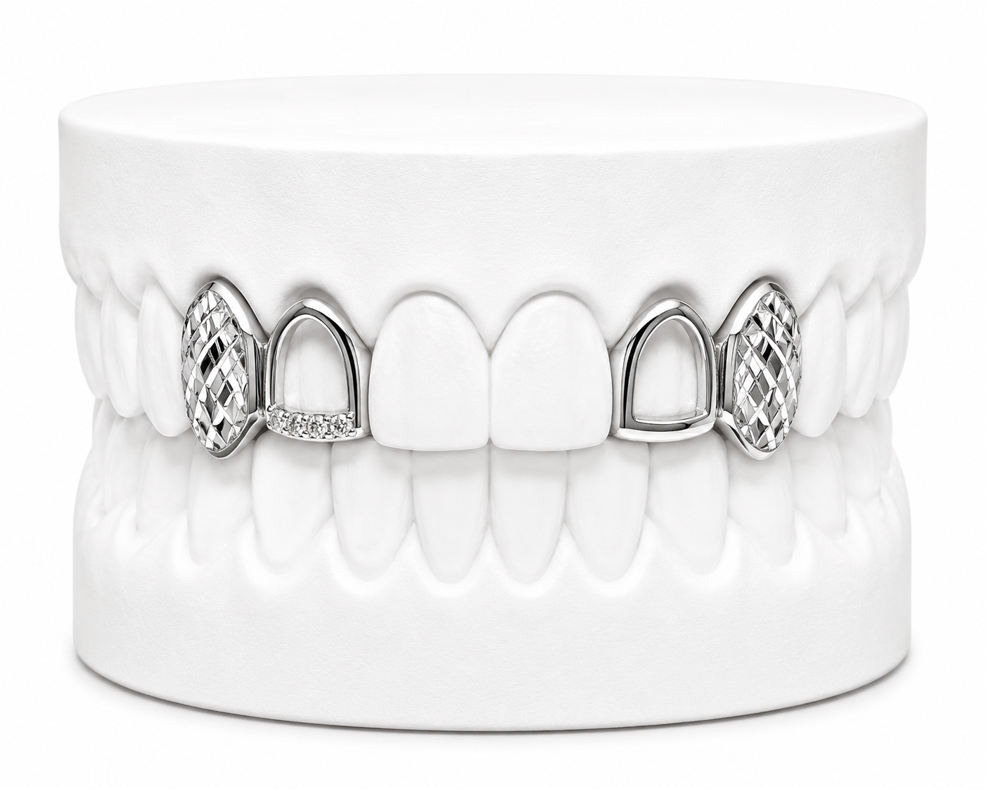 4 Teeth Diamond Cut Fang Grillz | Custom Gold Grillz | Philly Diamond Connection