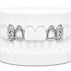 4 Teeth Diamond Cut Fang Grillz | Custom Gold Grillz | Philly Diamond Connection