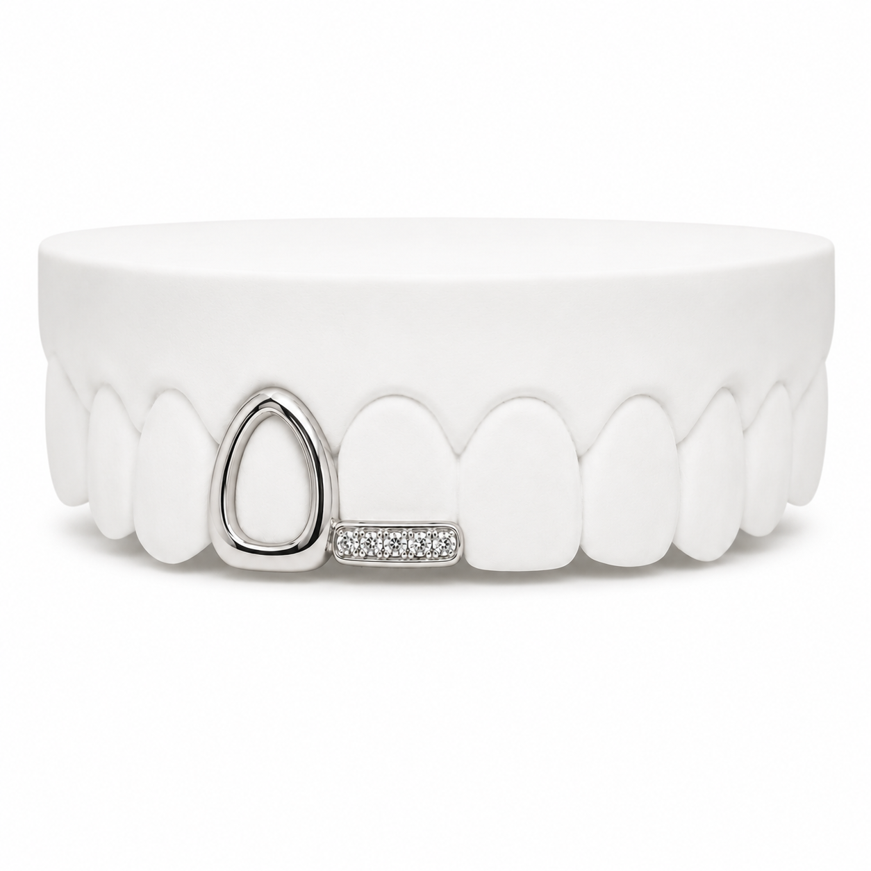 Open Face Fang & Diamond Bar Grillz