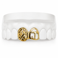 Custom 2 Tooth Diamond Cut Fang & Initial Grillz