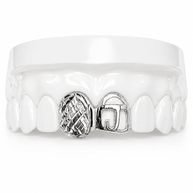 Custom 2 Tooth Diamond Cut Fang & Initial Grillz