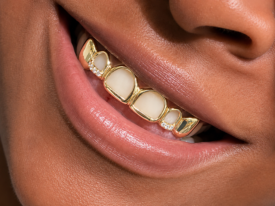 Custom Open Face Fang Grillz with Diamonds