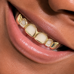 Custom Open Face Fang Grillz with Diamonds