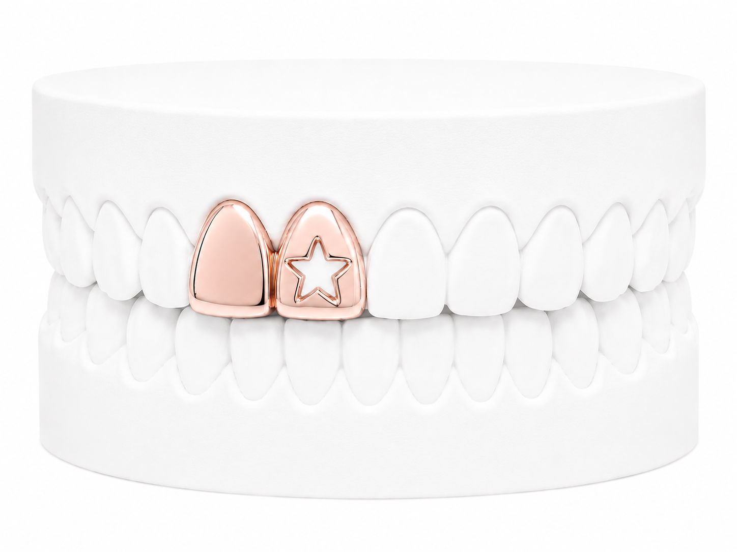 Custom 2 Tooth Solid Gold Fang With Cutout Star Grillz