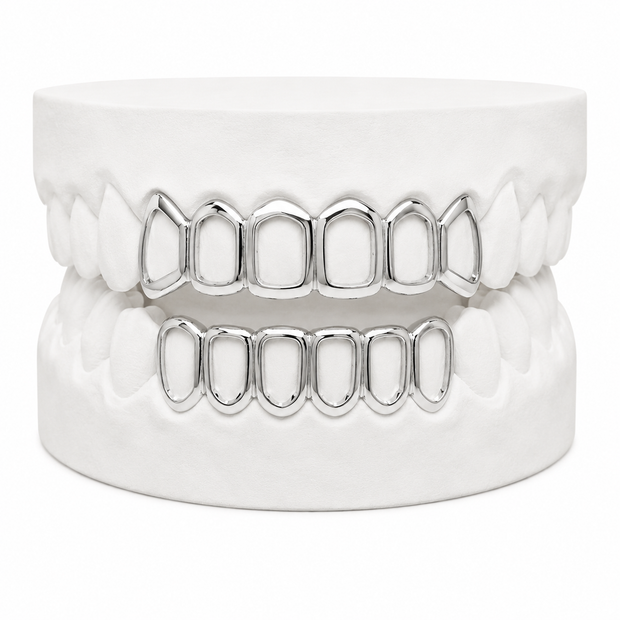 Custom Open Face Grillz | 1 to 8 Teeth | Silver, Gold Plated & 10K Gold