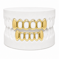 Custom Solid Fangs & Open Face Grillz | 1 to 8 Teeth | Silver, Gold Plated & 10K Gold