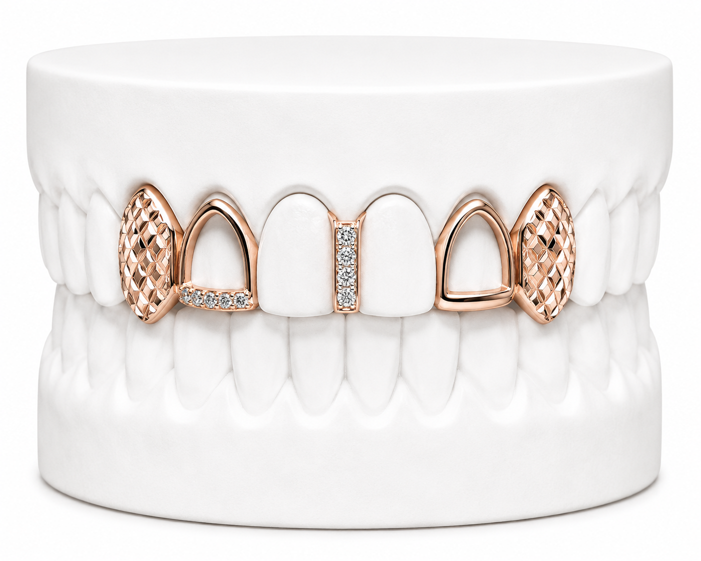 4 Teeth Diamond Cut Fang Grillz with Diamond Gap Filler | Philly Diamond Connection