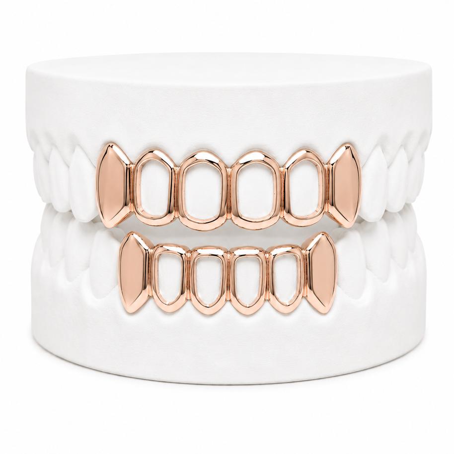 Custom Solid Fangs & Open Face Grillz | 1 to 8 Teeth | Silver, Gold Plated & 10K Gold