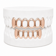 Custom Solid Fangs & Open Face Grillz | 1 to 8 Teeth | Silver, Gold Plated & 10K Gold
