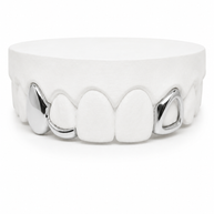 Custom fang and open face 3 tooth top grillz in silver