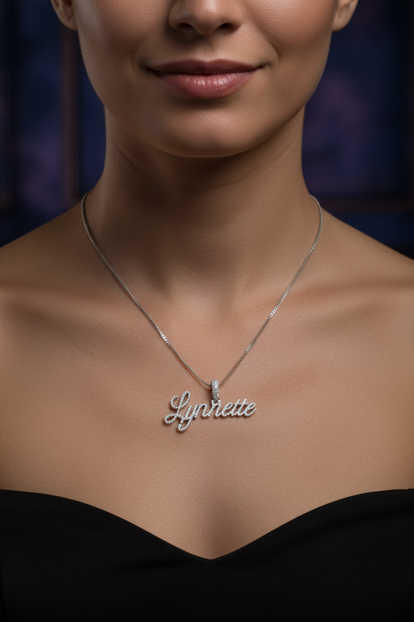 Lynette Diamond Nameplate on Model