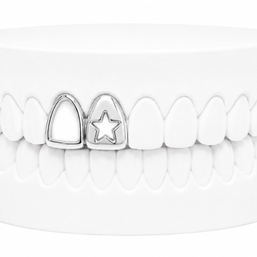 Custom 2 Tooth Open Face Fang With Cutout Star Grillz