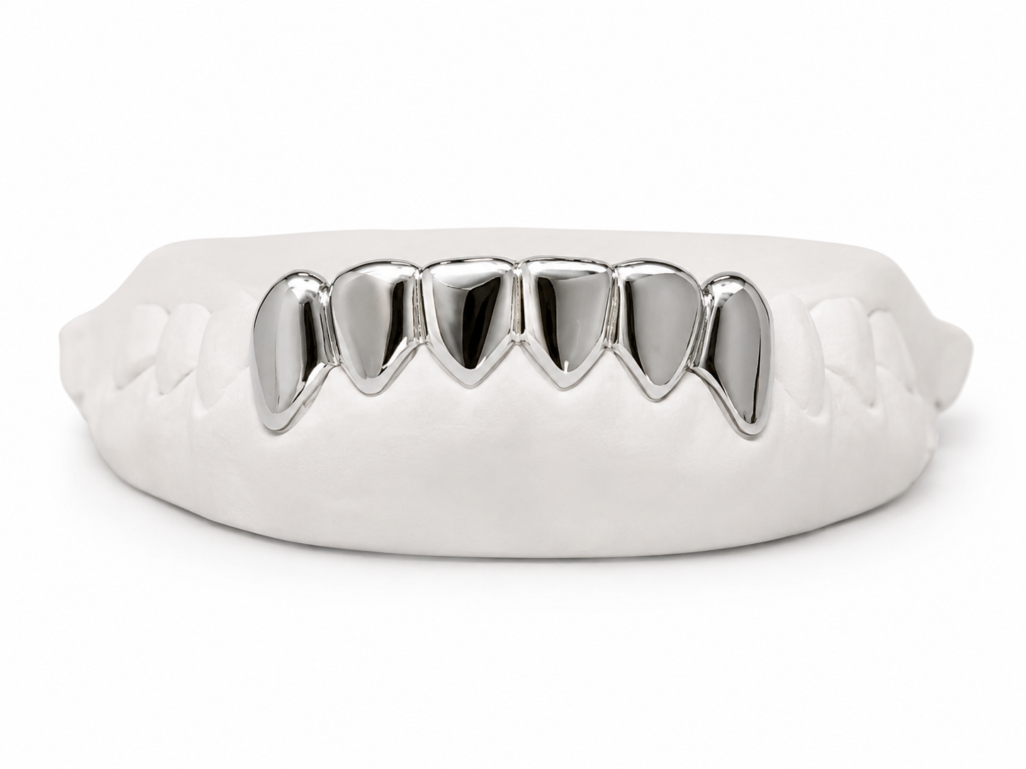 Custom pointed fang bottom grillz in silver