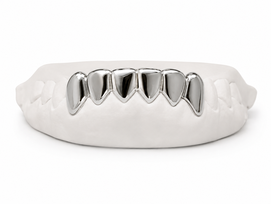 Custom pointed fang bottom grillz in silver
