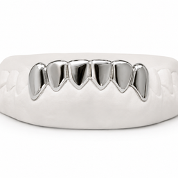 Custom pointed fang bottom grillz in silver