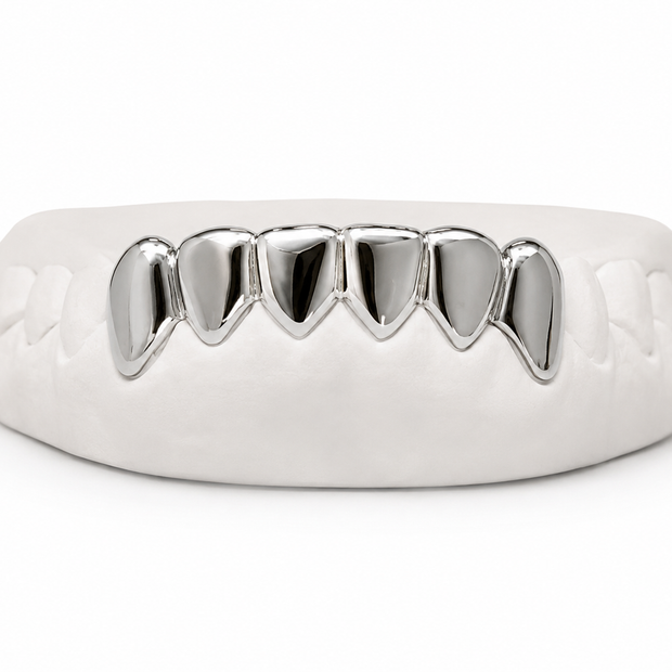 Custom pointed fang bottom grillz in silver
