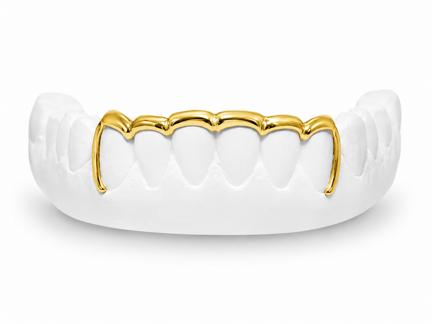 Custom scalloped bar open face bottom grillz in 10K gold