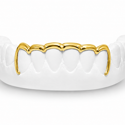 Custom scalloped bar open face bottom grillz in 10K gold