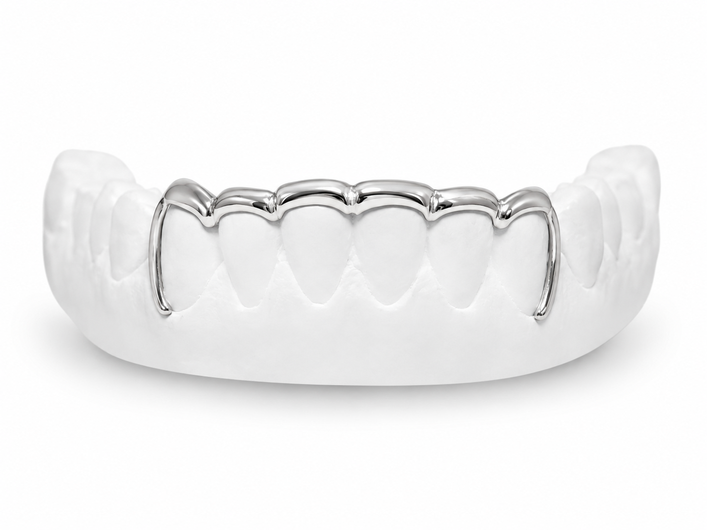 Custom scalloped bar open face bottom grillz in silver