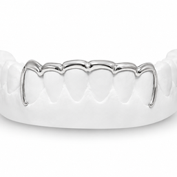 Custom scalloped bar open face bottom grillz in silver