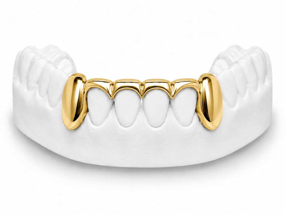 Custom solid fang bottom grillz in 10K gold