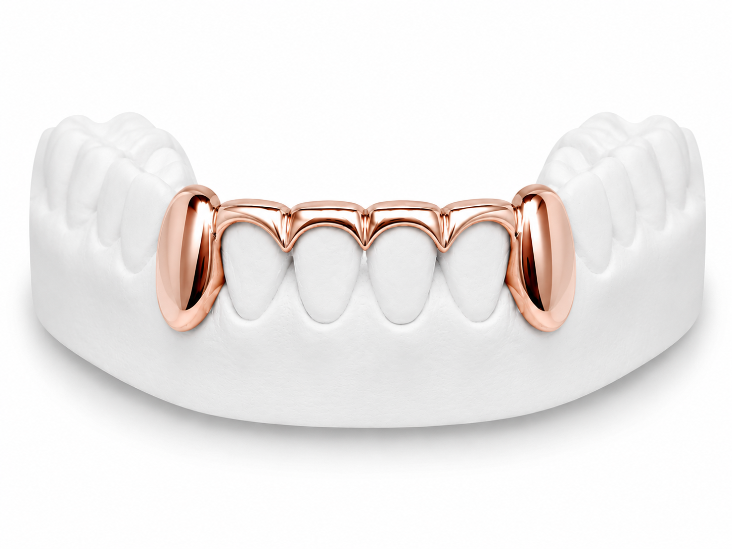 Custom solid fang bottom grillz in rose gold