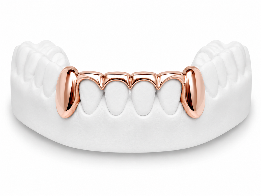 Custom solid fang bottom grillz in rose gold