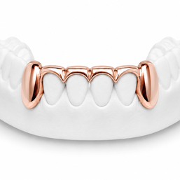 Custom solid fang bottom grillz in rose gold