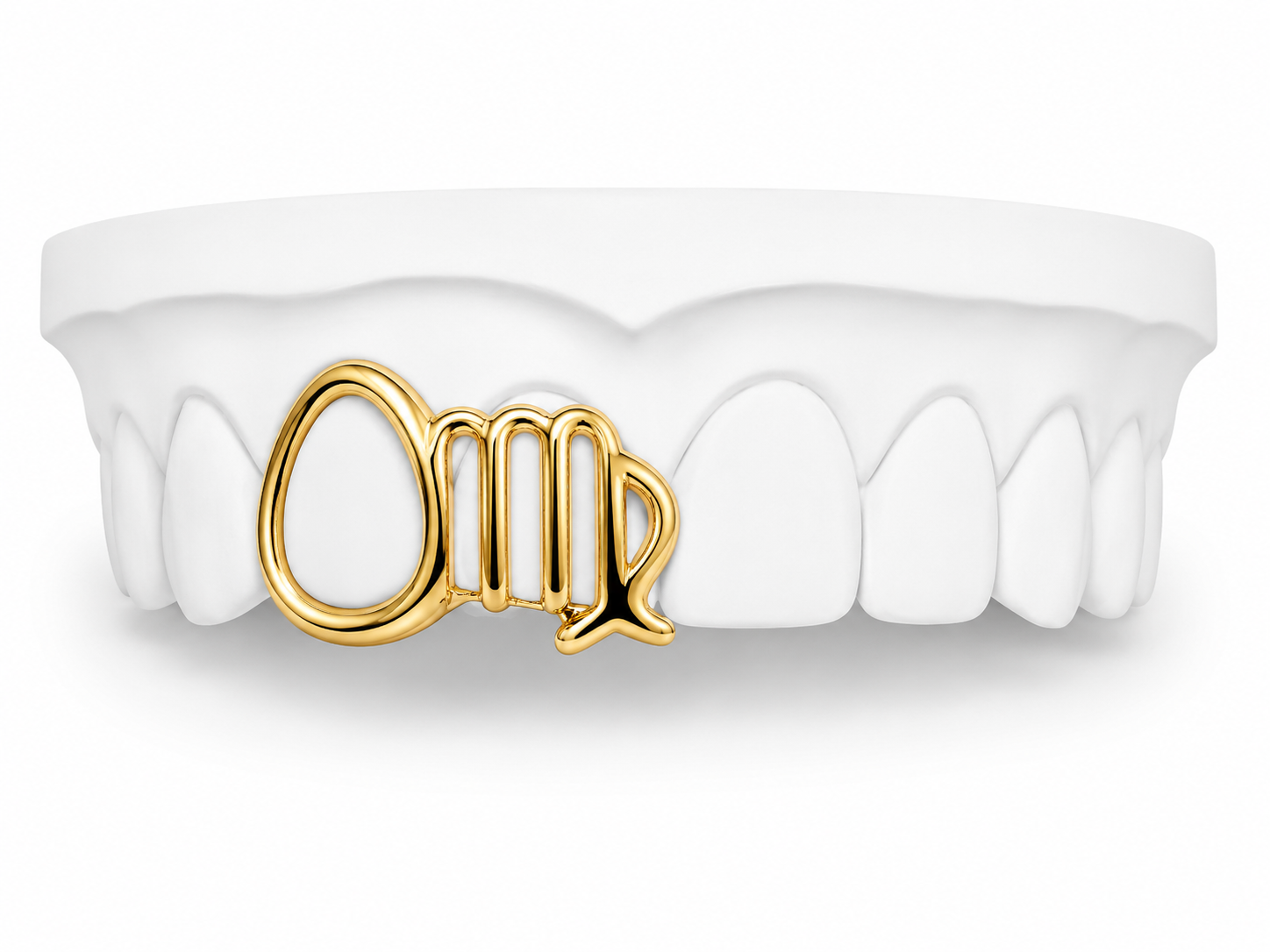 Custom Virgo zodiac grillz in 10K gold