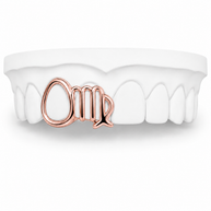 Custom Virgo zodiac grillz in rose gold