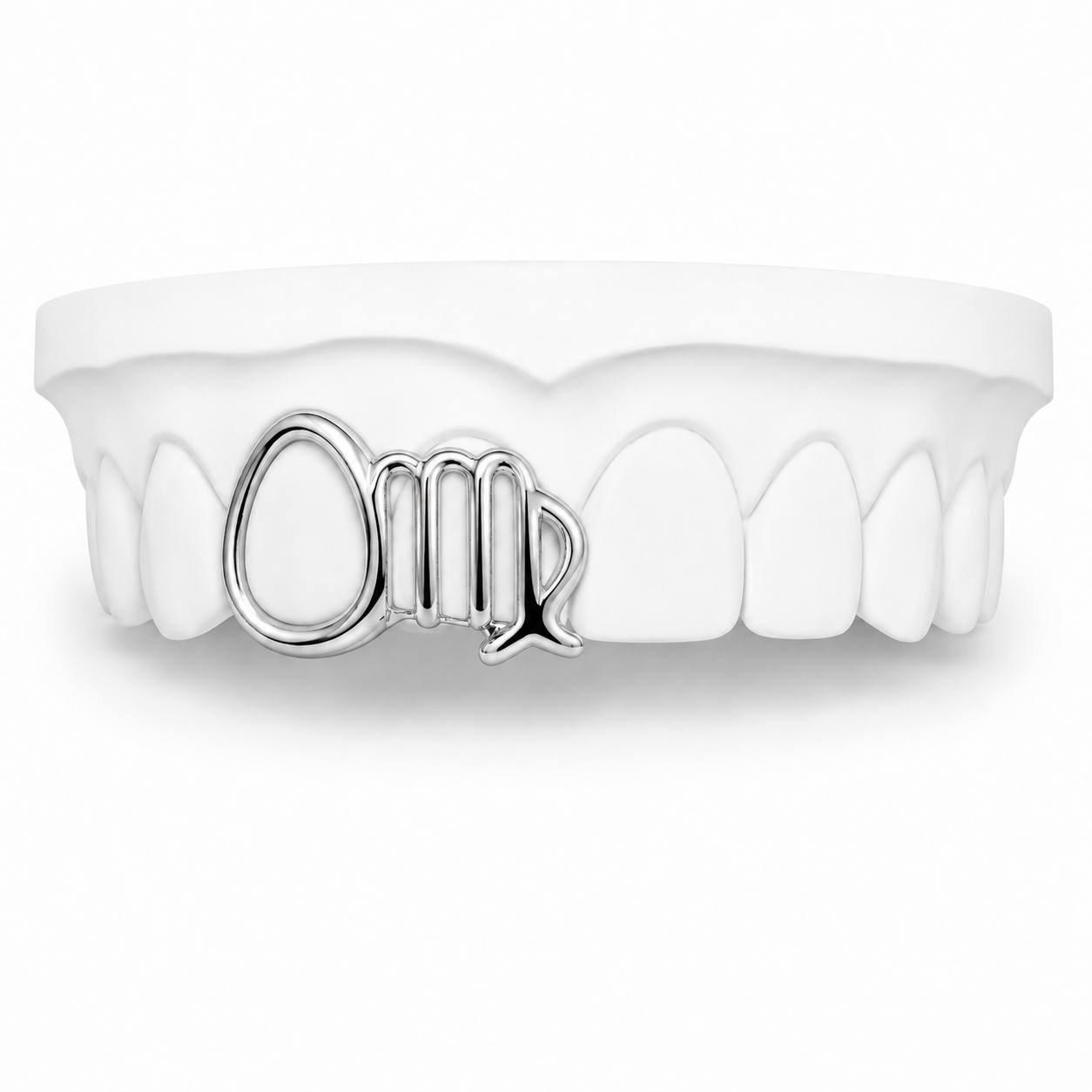 Custom Virgo zodiac grillz in silver
