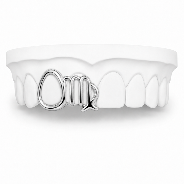 Custom Virgo zodiac grillz in silver