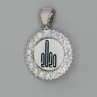 14k Gold or White Gold plated Round Custom 3D Photo Picture Charm Pendant Large Stone Bezel 1.9 inch (49mm)