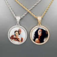 14k Gold or White Gold plated Round Custom 3D Photo Picture Charm Pendant 1.4 inch (36mm)