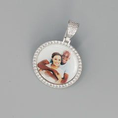 14k Gold or White Gold plated Round Custom 3D Photo Picture Charm Pendant 1.4 inch (36mm)
