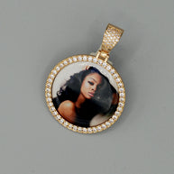 14k Gold or White Gold plated Round Custom 3D Photo Picture Charm Pendant 1.4 inch (36mm)