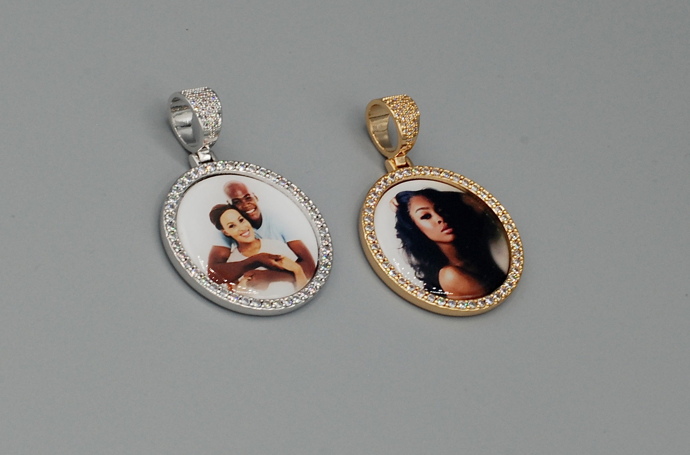 14k Gold or White Gold plated Round Custom 3D Photo Picture Charm Pendant 1.4 inch (36mm)