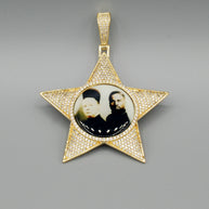14k Gold or White Gold plated Star Custom 3D Photo Picture Charm Pendant 2.6 inch (65mm)