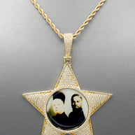 14k Gold or White Gold plated Star Custom 3D Photo Picture Charm Pendant 2.6 inch (65mm)
