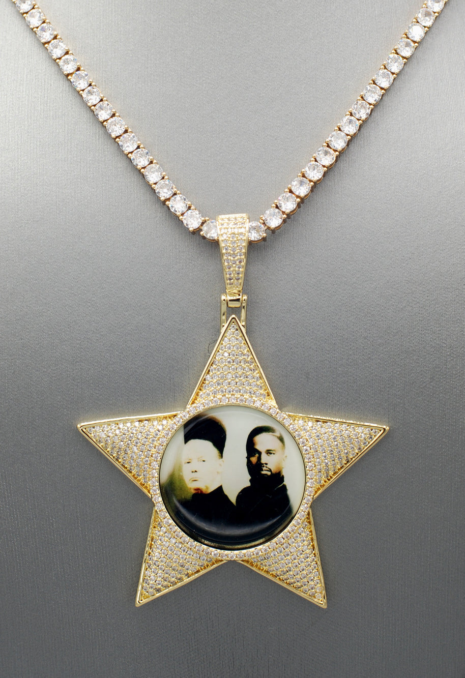 14k Gold or White Gold plated Star Custom 3D Photo Picture Charm Pendant 2.6 inch (65mm)